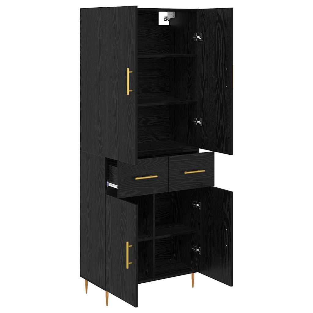 Highboard Schwarz Eichen-Optik 69,5 x 34 x 180 cm Holzwerkstoff