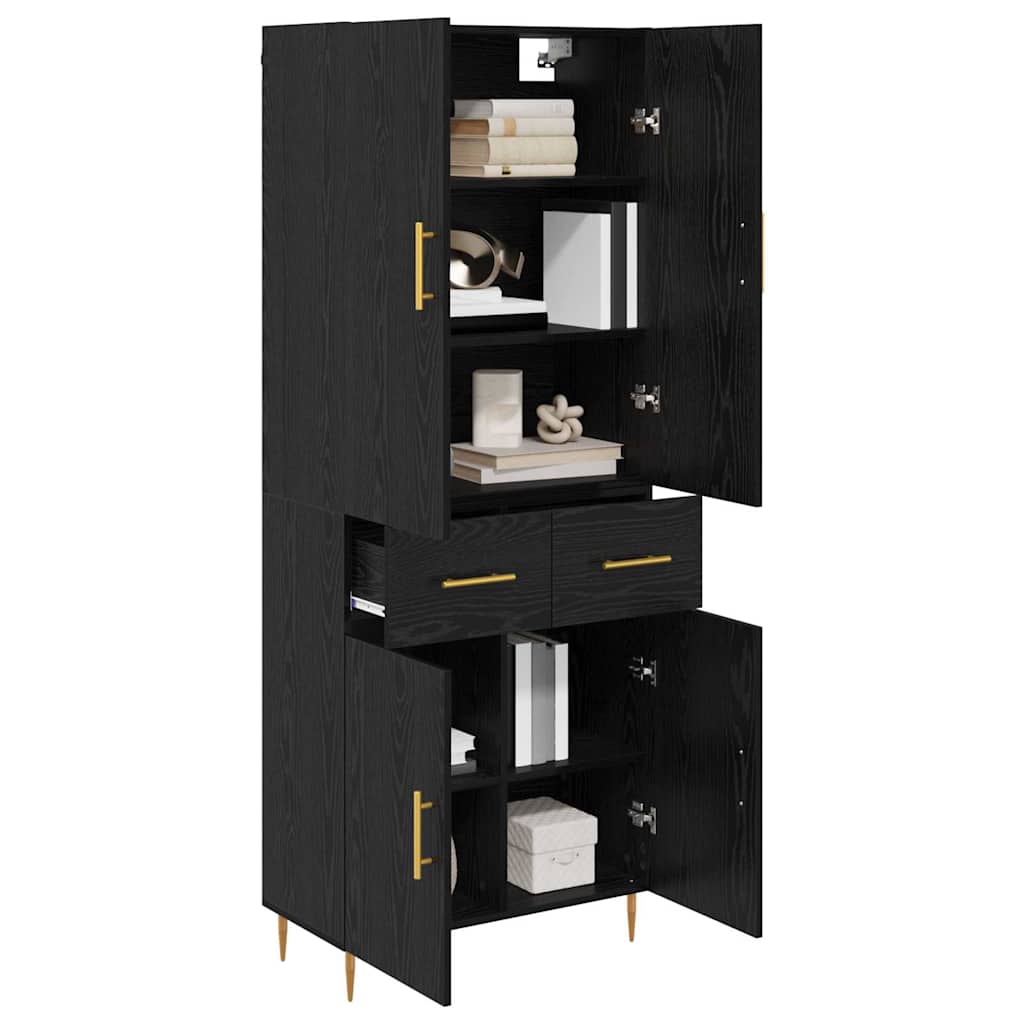 Highboard Schwarz Eichen-Optik 69,5 x 34 x 180 cm Holzwerkstoff