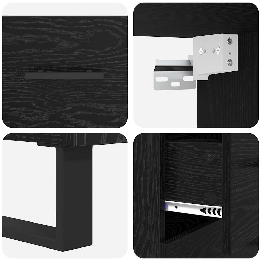 Highboard 2 pcs Schwarz Eichen-Optik Holzwerkstoff