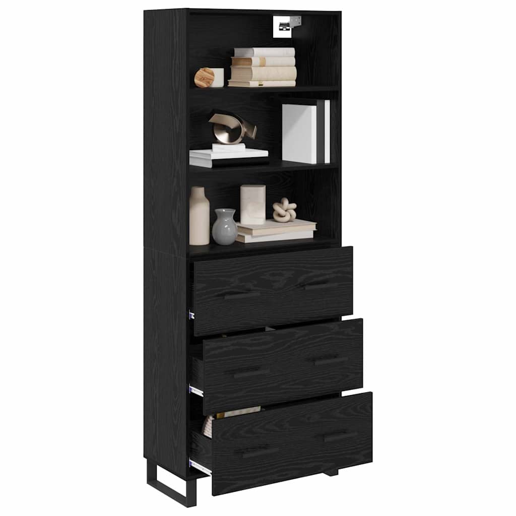 Highboard 2 pcs Schwarz Eichen-Optik Holzwerkstoff