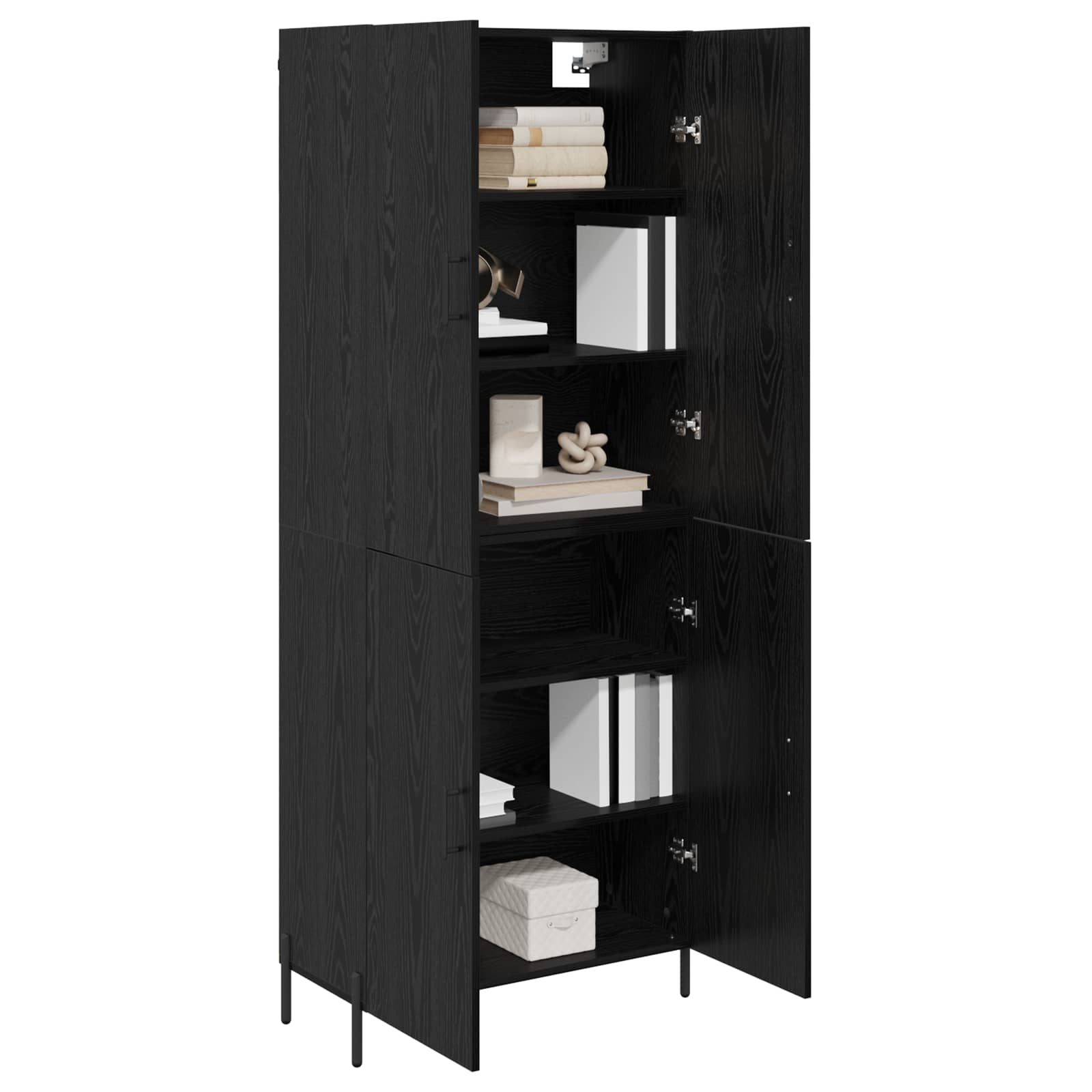 Highboard Schwarz Eichen-Optik 69,5 x 34 x 180 cm Holzwerkstoff