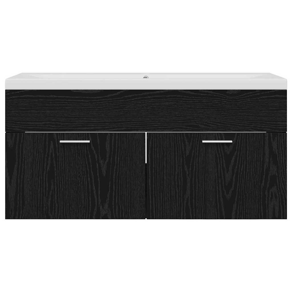 Badezimmerschrank Schwarz Eichen-Optik 100 x 38,5 x 46 cm