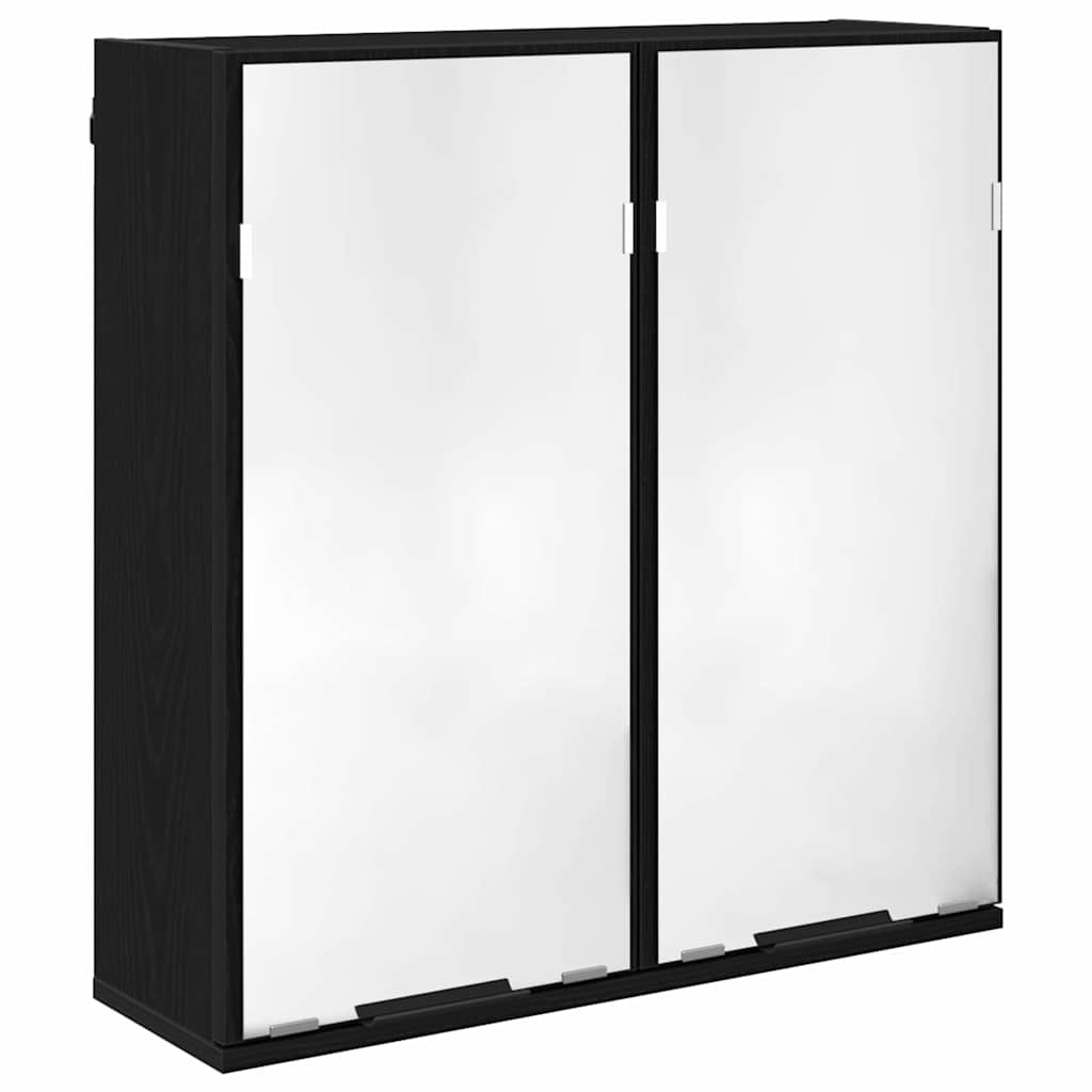 Badezimmerschrank-Set 2 Stück Schwarz Eichen-Optik Holzwerkstoff