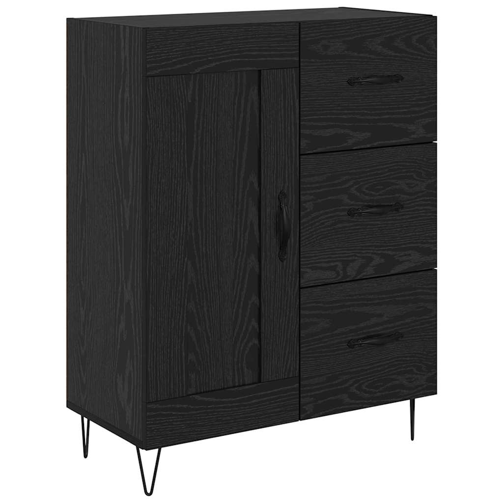 Highboard Schwarz Eichen-Optik 69,5 x 34 x 180 cm Holzwerkstoff