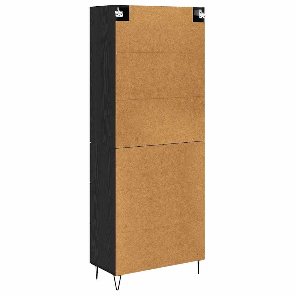 Highboard Schwarz Eichen-Optik 69,5 x 34 x 180 cm Holzwerkstoff