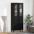 Highboard 2 pcs Schwarz Eichen-Optik Engineered Wood und Glas