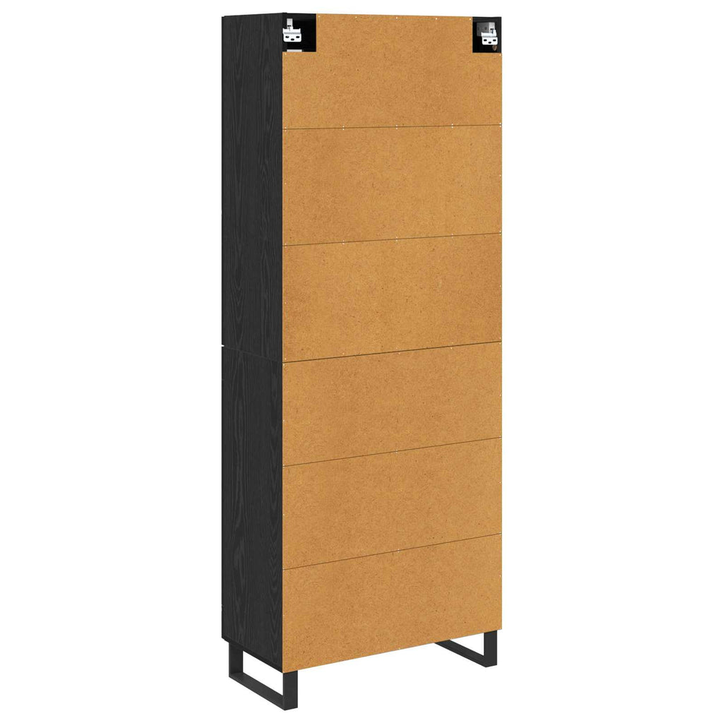 Highboard 2 pcs Schwarz Eichen-Optik Engineered Wood und Glas