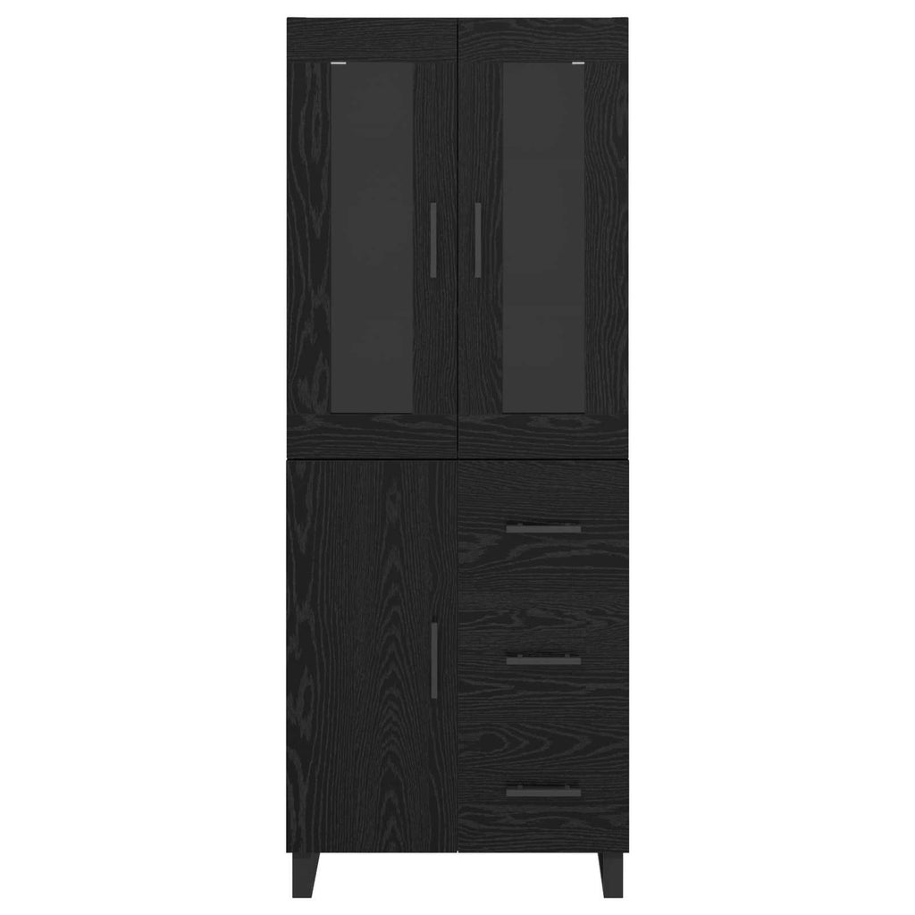 Highboard 2 pcs Schwarz Eichen-Optik Engineered Wood und Glas