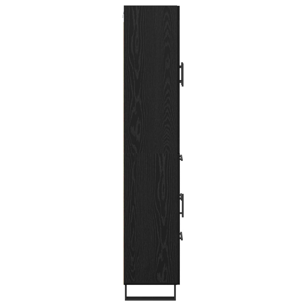 Highboard 2 pcs Schwarz Eichen-Optik Engineered Wood und Glas
