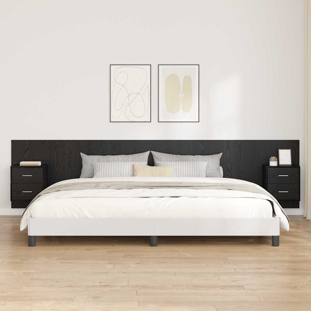 Kopfteil mit Schrank 3 pcs Schwarz Eichen-Optik Holzwerkstoff