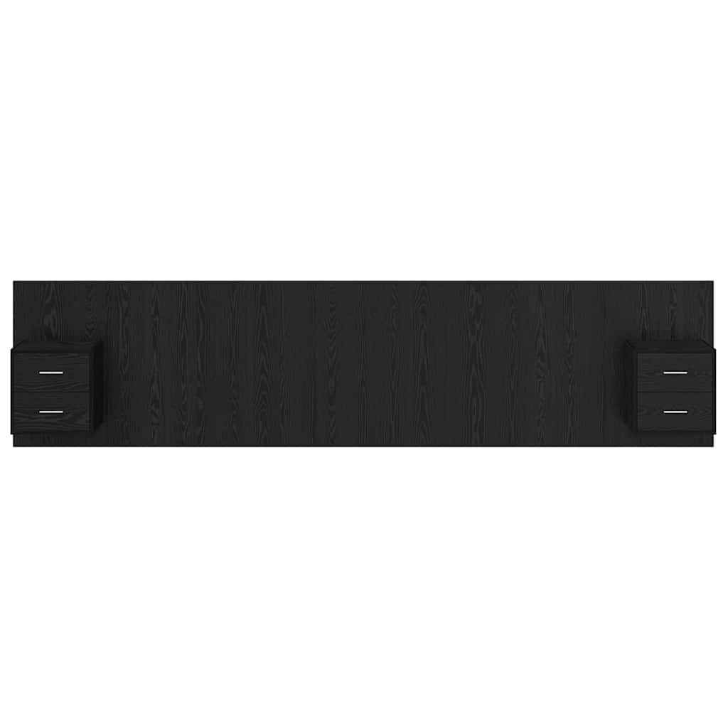 Kopfteil mit Schrank 3 pcs Schwarz Eichen-Optik Holzwerkstoff