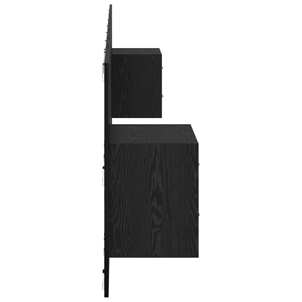 Kopfteil mit Schrank 3 pcs Schwarz Eichen-Optik Holzwerkstoff