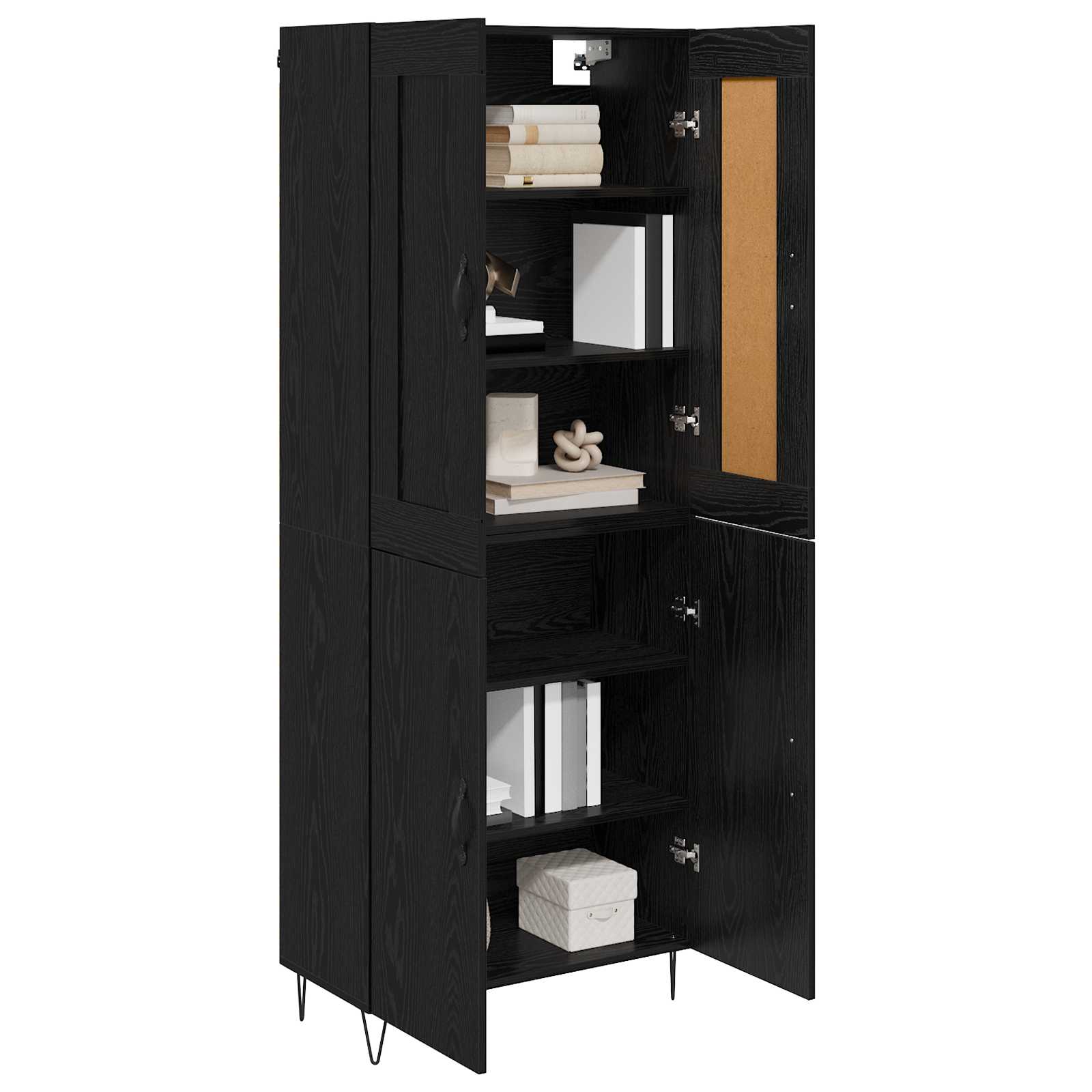 Highboard Schwarz Eichen-Optik 69,5 x 34 x 180 cm Holzwerkstoff