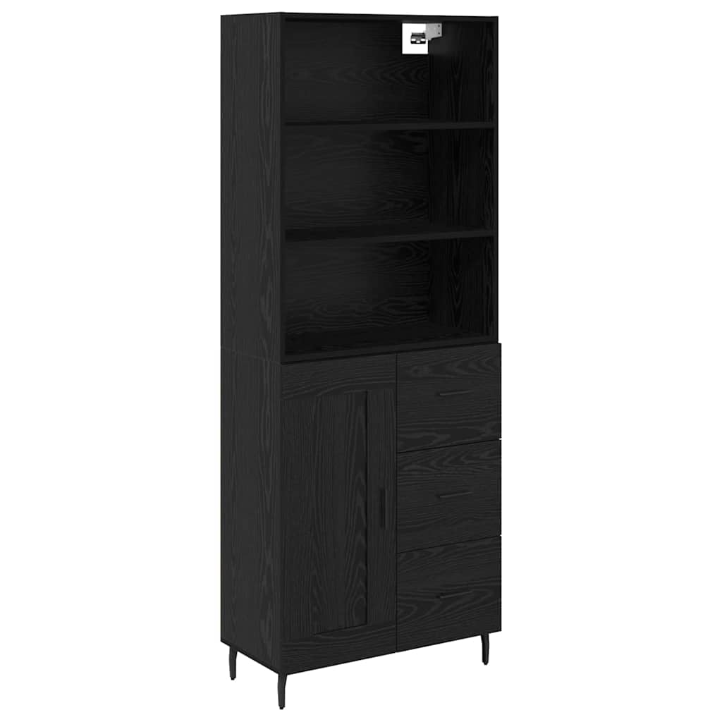 Highboard Schwarz Eichen-Optik 69,5 x 34 x 180 cm