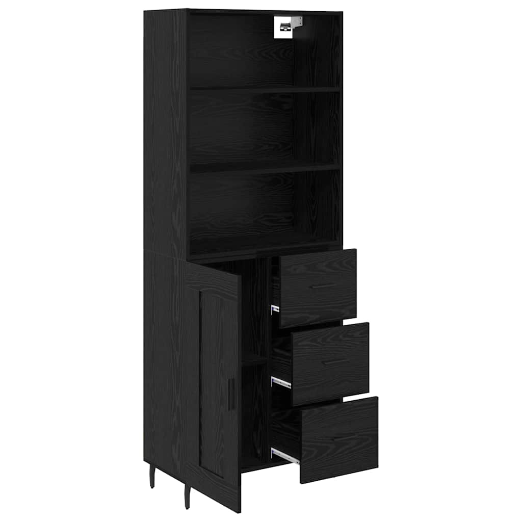 Highboard Schwarz Eichen-Optik 69,5 x 34 x 180 cm