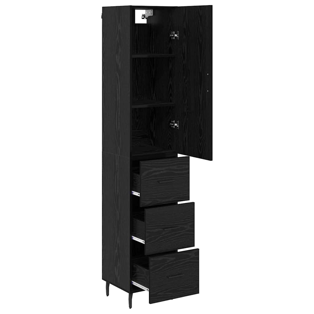 Highboard Schwarz Eichen-Optik 34,5 x 34 x 180 cm Holzwerkstoff