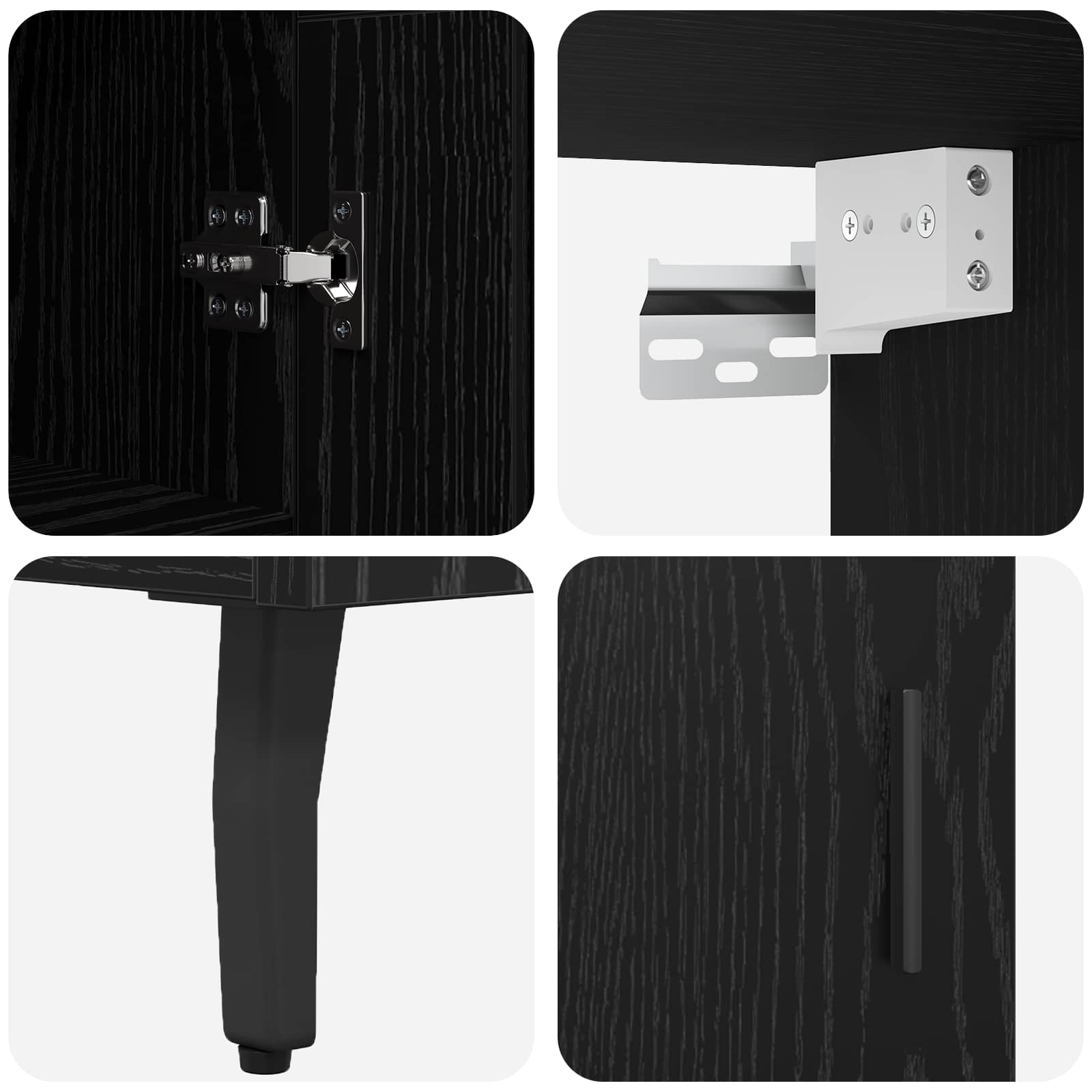 Highboard 2 pcs Schwarz Eichen-Optik Engineered Wood und Glas