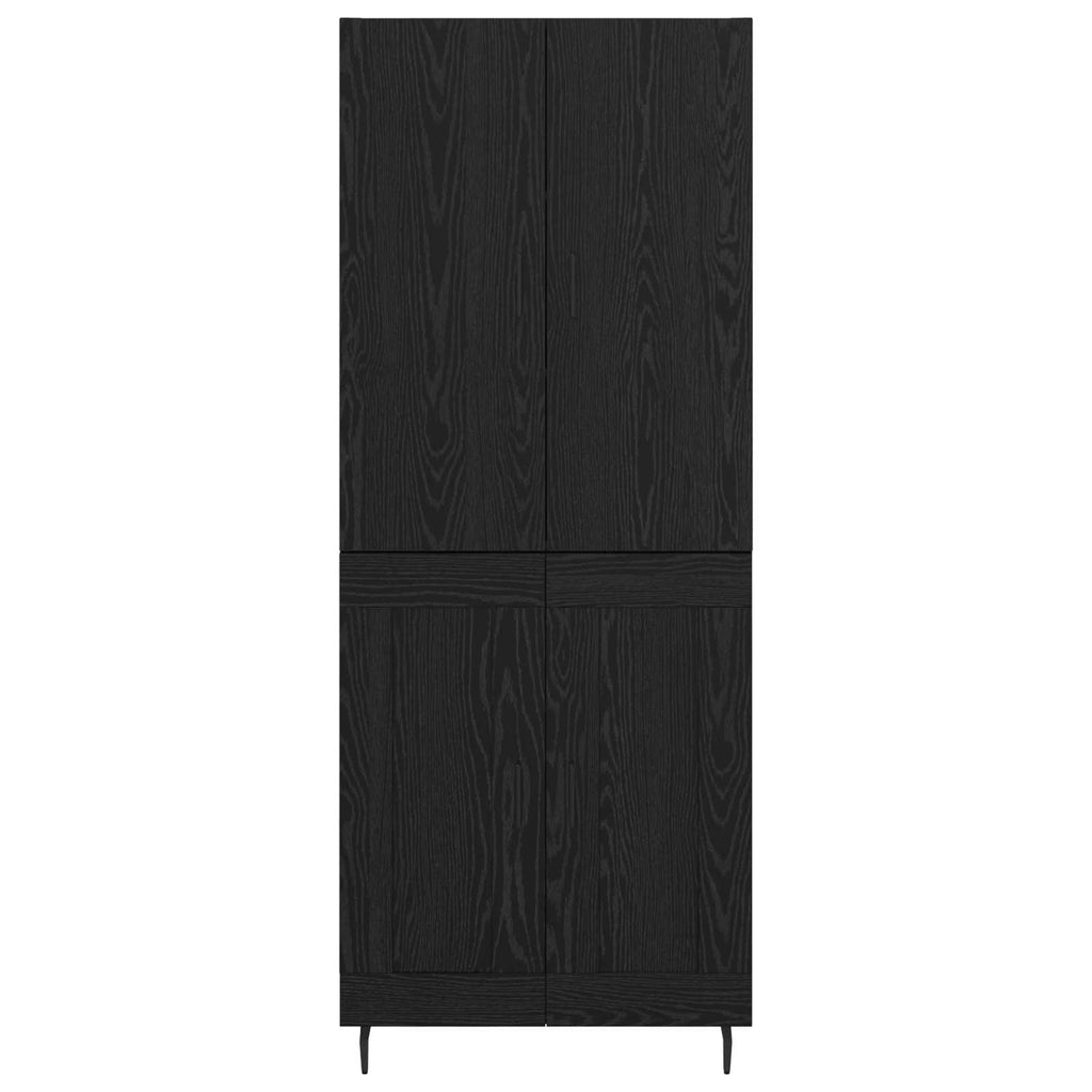 Highboard 2 pcs Schwarz Eichen-Optik Engineered Wood und Glas