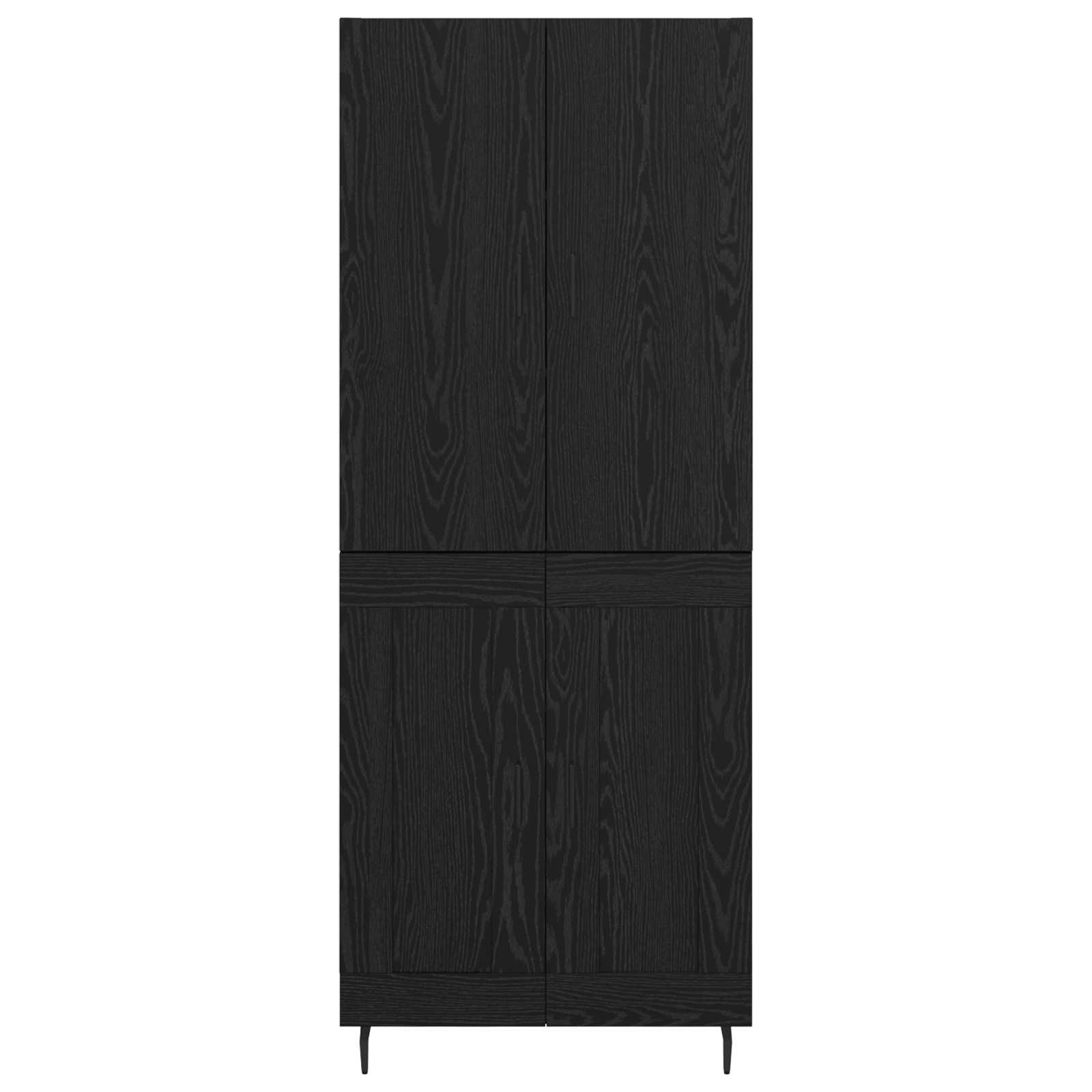 Highboard 2 pcs Schwarz Eichen-Optik Engineered Wood und Glas