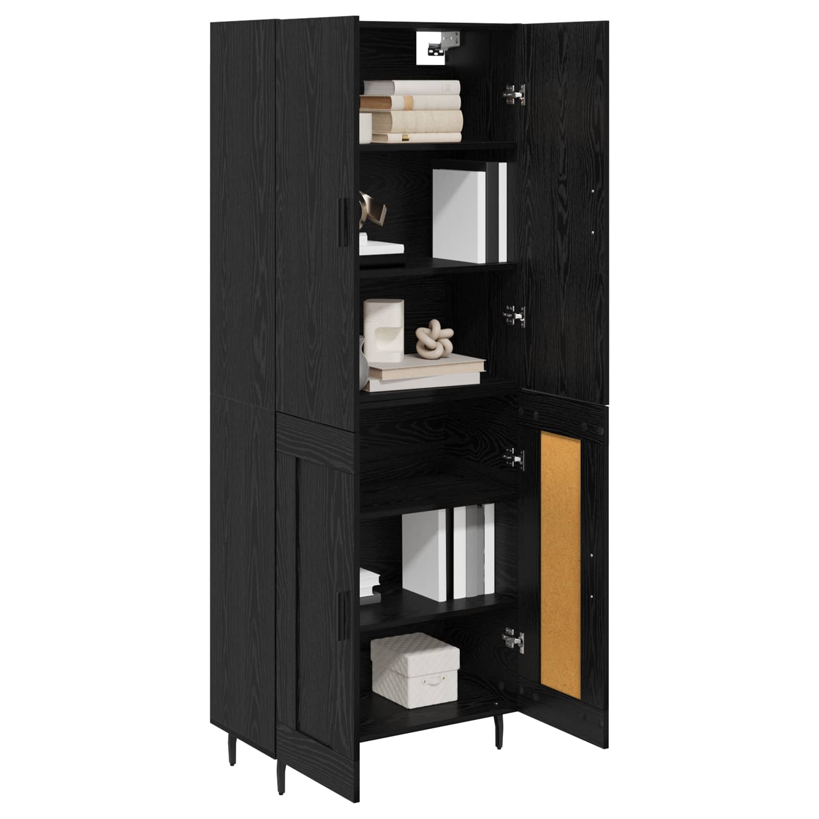 Highboard 2 pcs Schwarz Eichen-Optik Engineered Wood und Glas