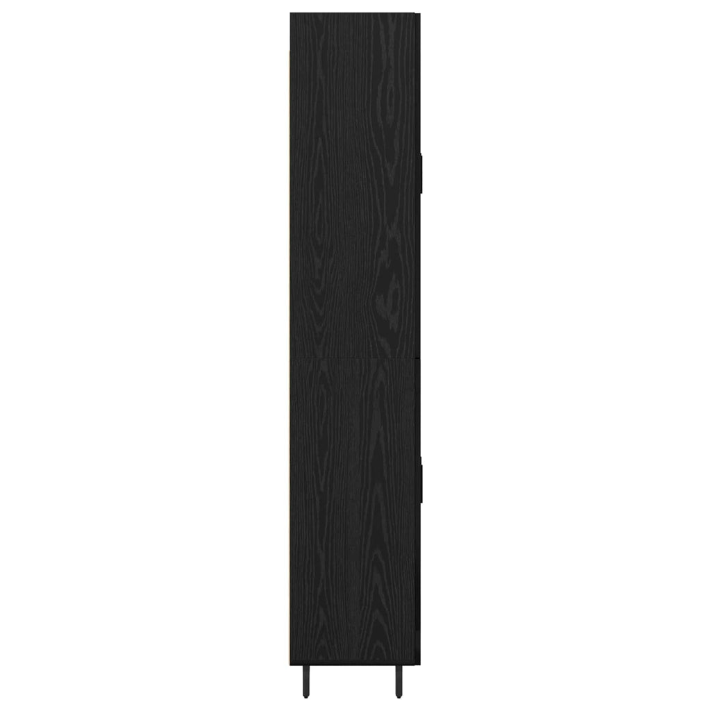 Highboard 2 pcs Schwarz Eichen-Optik Engineered Wood und Glas