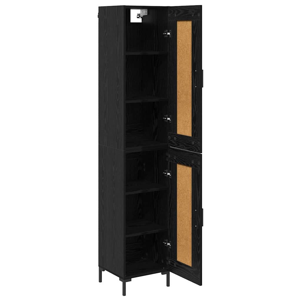 Highboard Schwarz Eichen-Optik 34,5 x 34 x 180 cm Holzwerkstoff