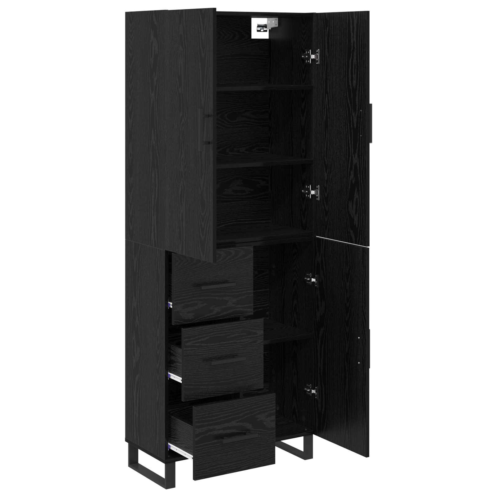 Highboard 2 pcs Schwarz Eichen-Optik 69,5 x 34 x 180 cm