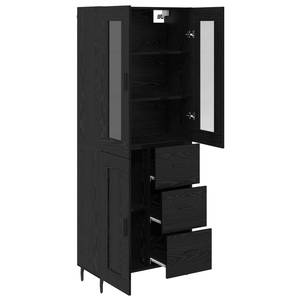 Highboard 2 pcs Schwarz Eichen-Optik Holzwerkstoff