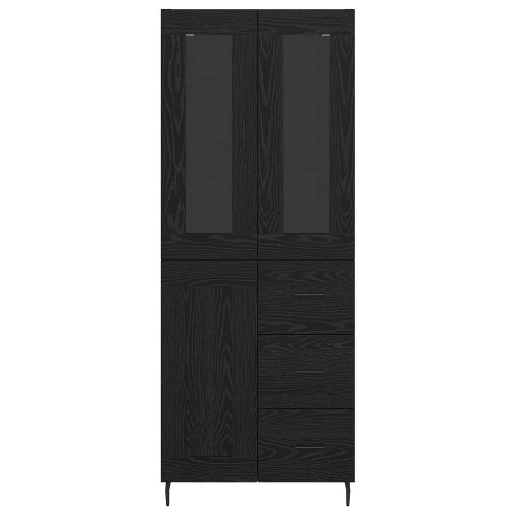 Highboard 2 pcs Schwarz Eichen-Optik Holzwerkstoff
