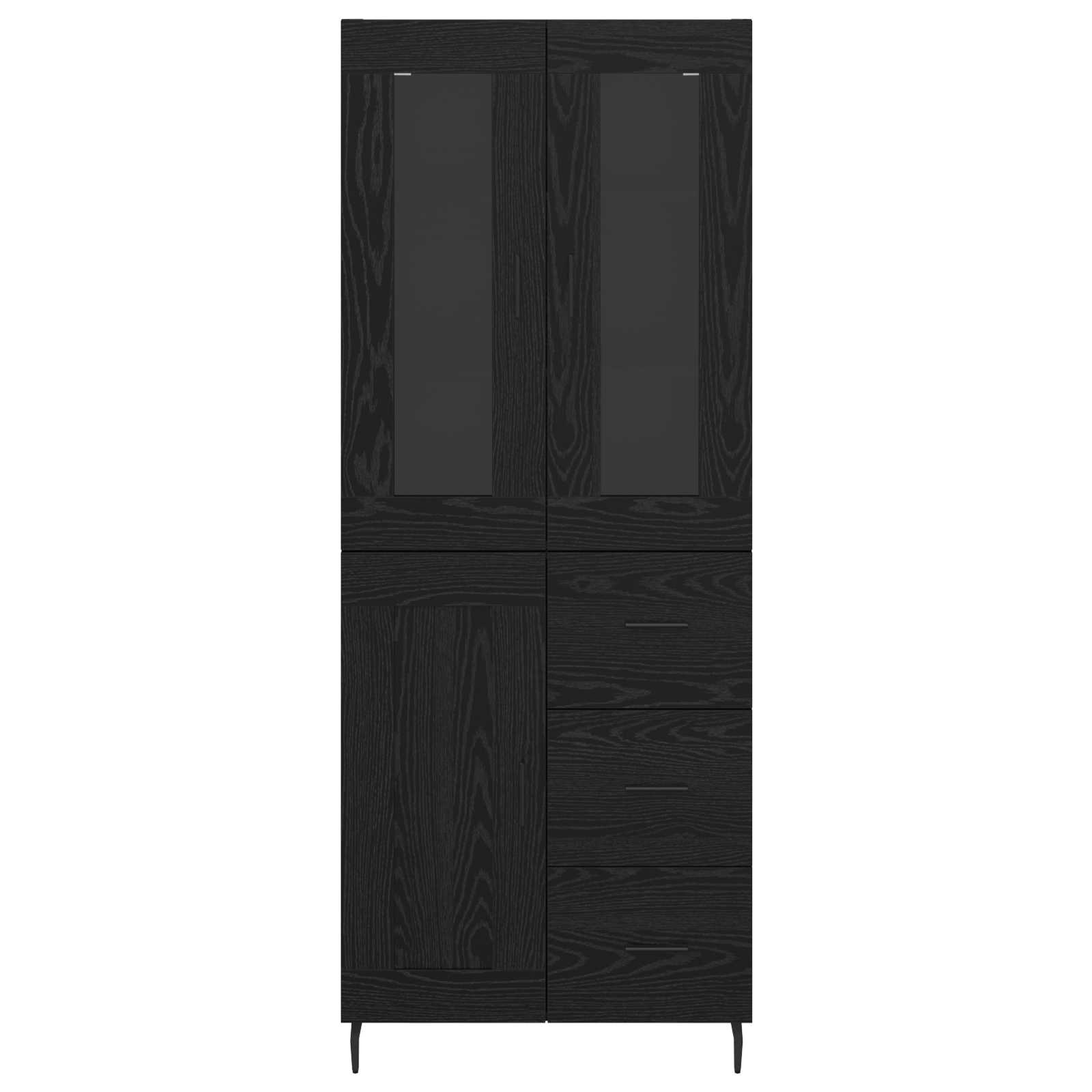 Highboard 2 pcs Schwarz Eichen-Optik Holzwerkstoff