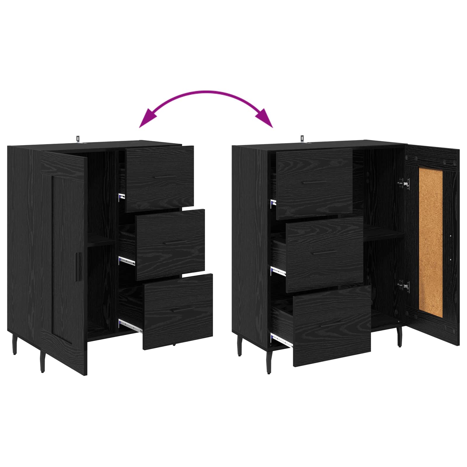 Highboard 2 pcs Schwarz Eichen-Optik Holzwerkstoff