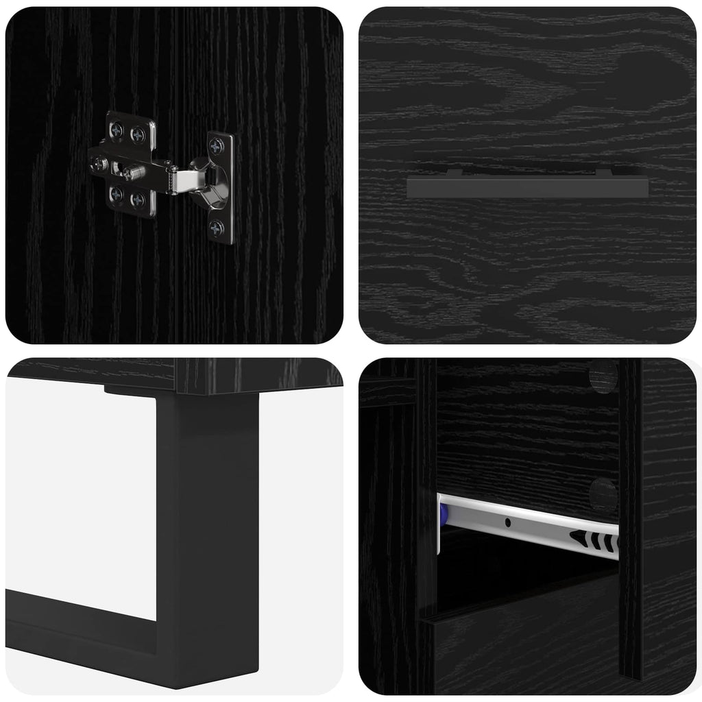 Highboard 2 pcs Schwarz Eichen-Optik 69,5 x 34 x 180 cm