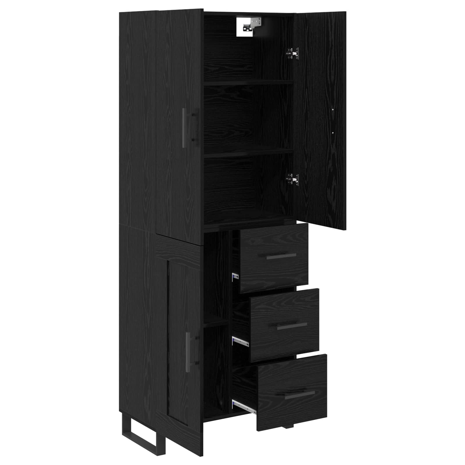Highboard 2 pcs Schwarz Eichen-Optik 69,5 x 34 x 180 cm