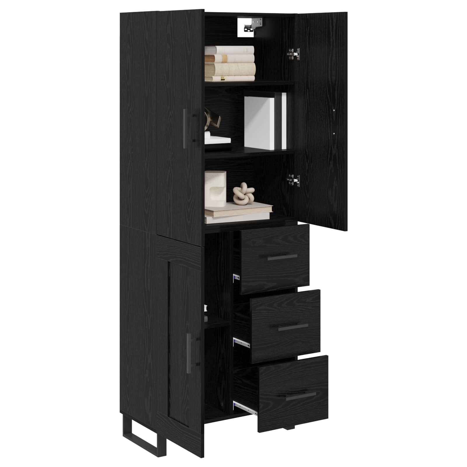 Highboard 2 pcs Schwarz Eichen-Optik 69,5 x 34 x 180 cm