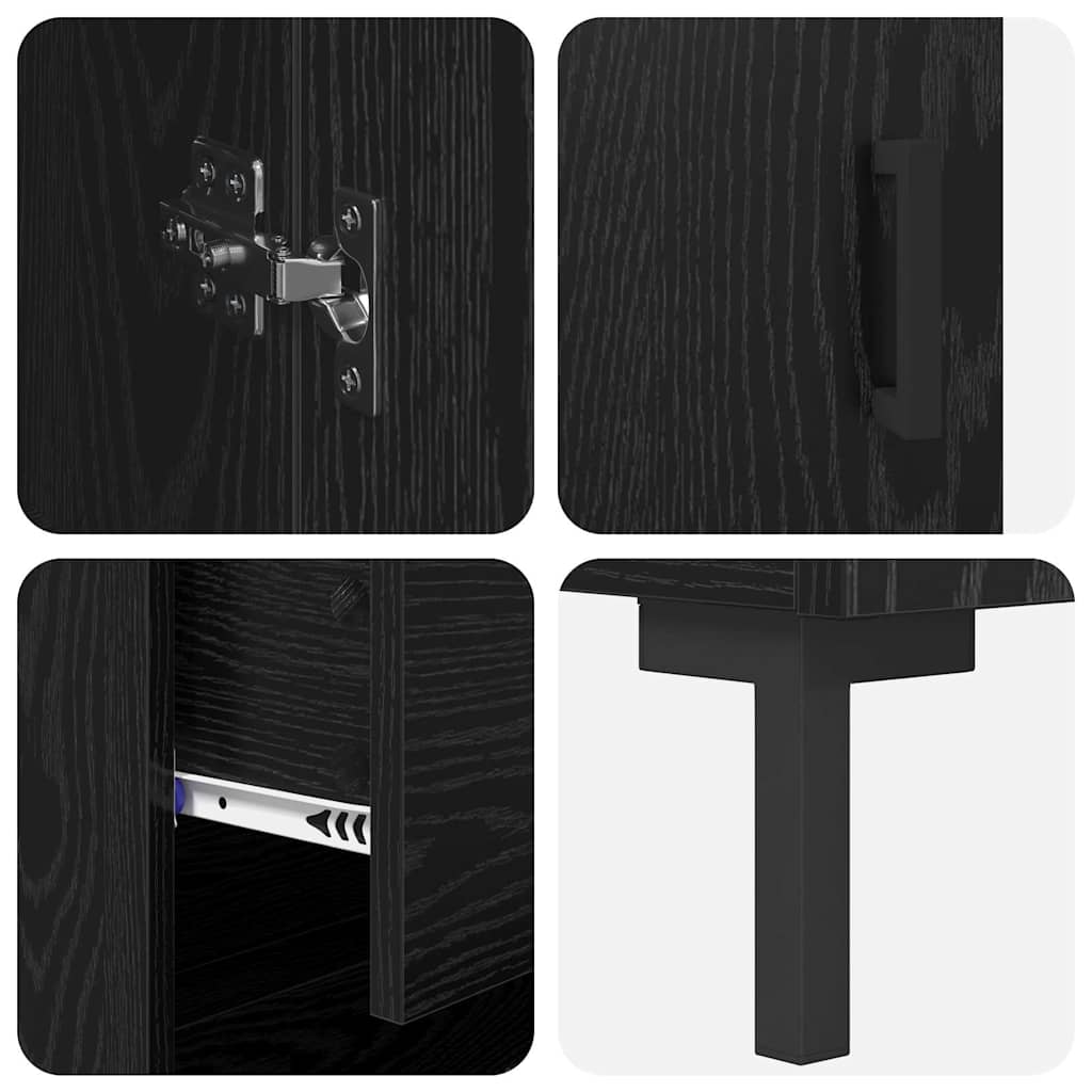 Highboard 2 pcs Schwarz Eichen-Optik Holzwerkstoff