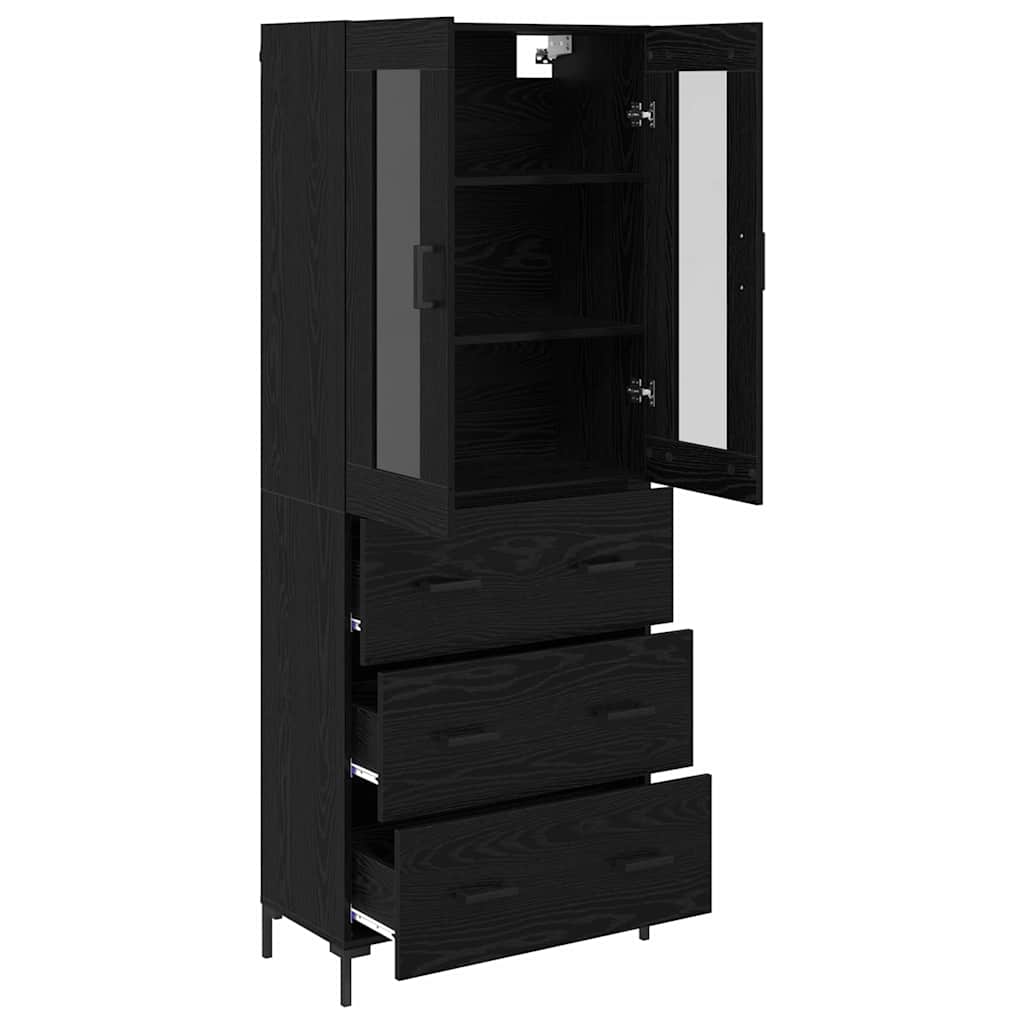 Highboard 2 pcs Schwarz Eichen-Optik Holzwerkstoff