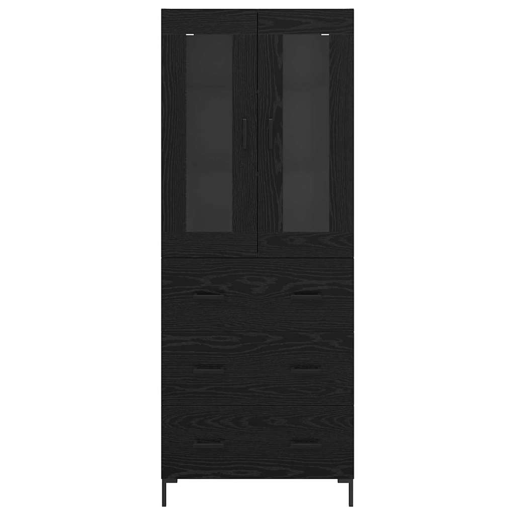 Highboard 2 pcs Schwarz Eichen-Optik Holzwerkstoff