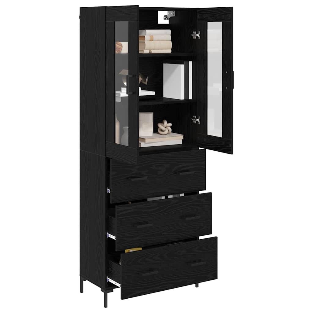 Highboard 2 pcs Schwarz Eichen-Optik Holzwerkstoff