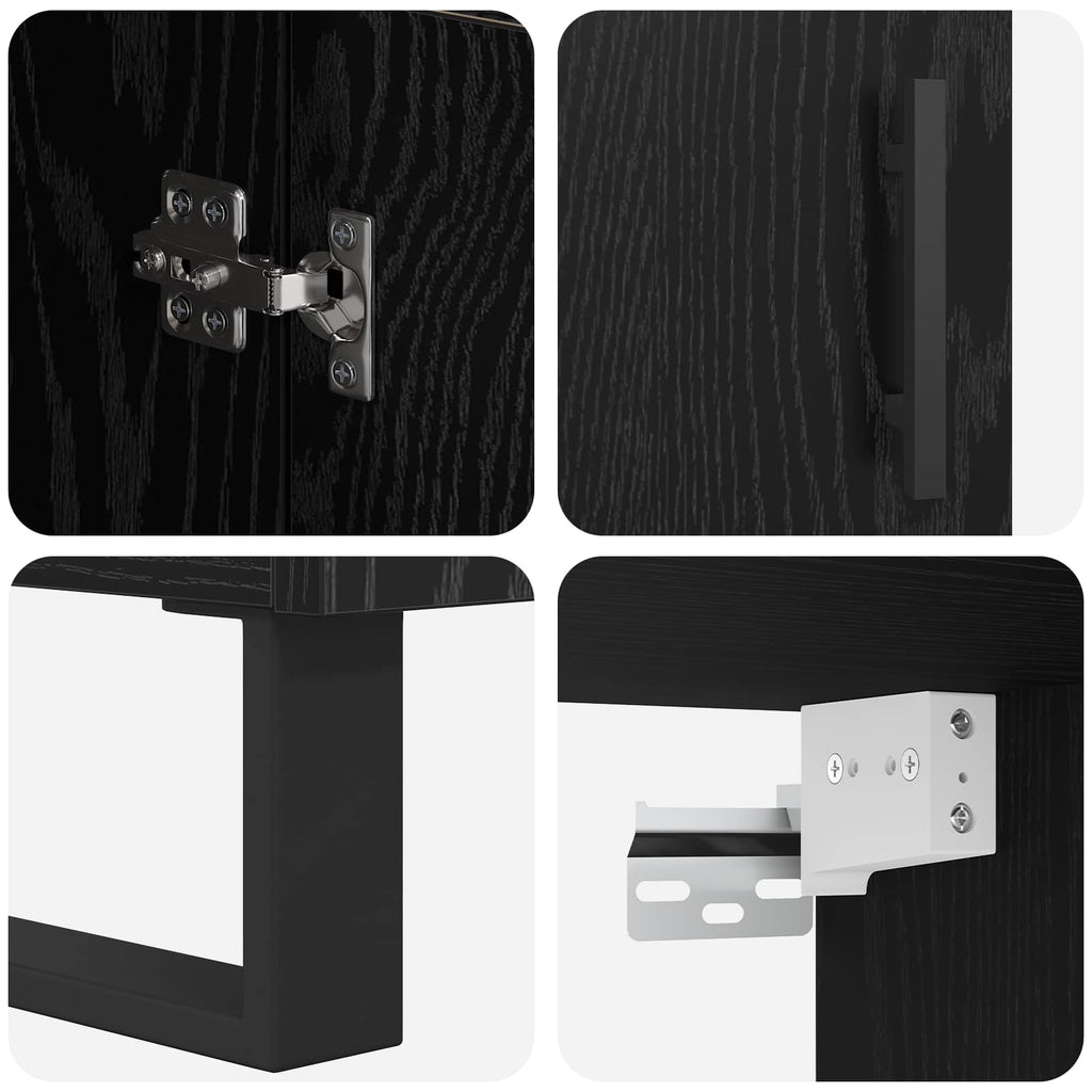 Highboard Schwarz Eichen-Optik 69,5 x 34 x 180 cm Holzwerkstoff