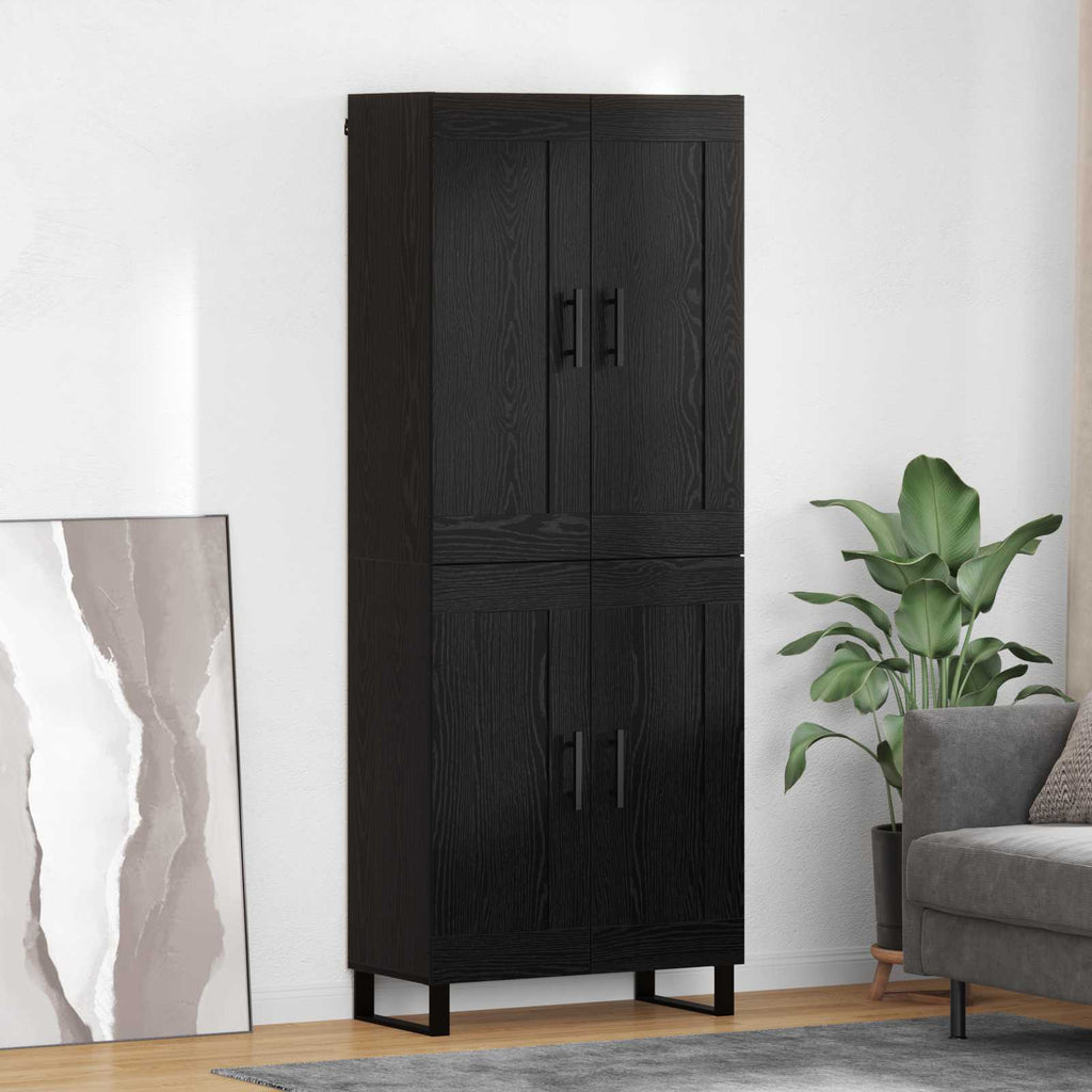 Highboard Schwarz Eichen-Optik 69,5 x 34 x 180 cm Holzwerkstoff