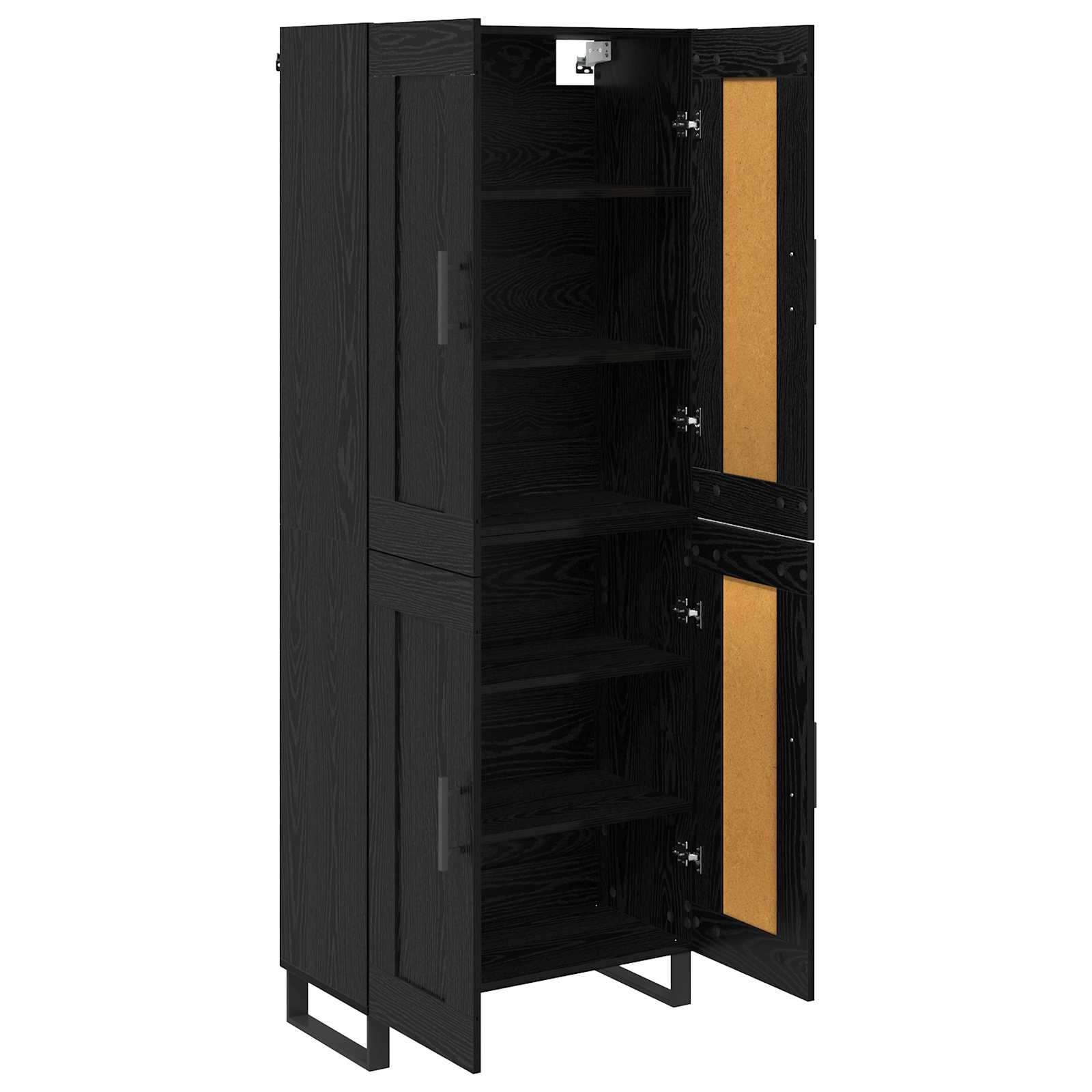 Highboard Schwarz Eichen-Optik 69,5 x 34 x 180 cm Holzwerkstoff