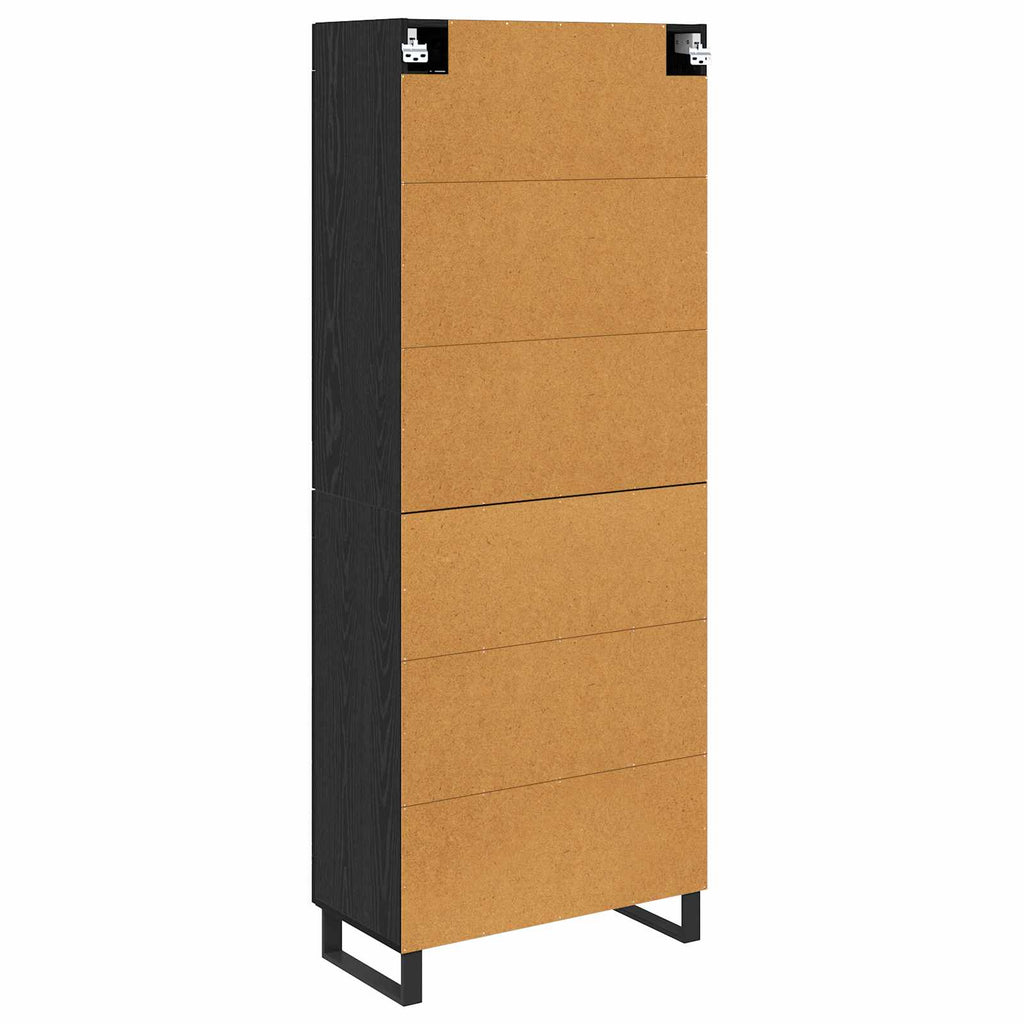 Highboard Schwarz Eichen-Optik 69,5 x 34 x 180 cm Holzwerkstoff