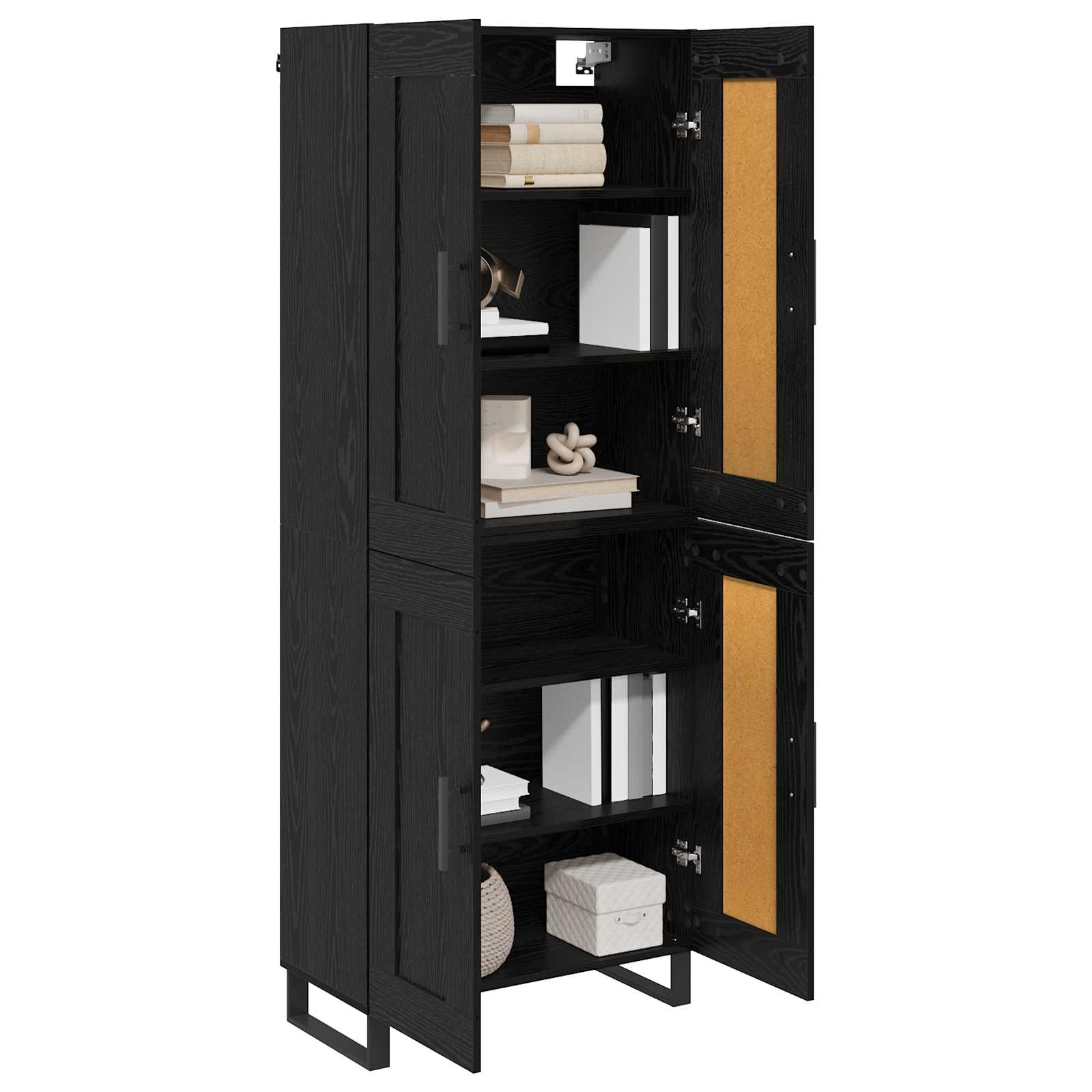 Highboard Schwarz Eichen-Optik 69,5 x 34 x 180 cm Holzwerkstoff