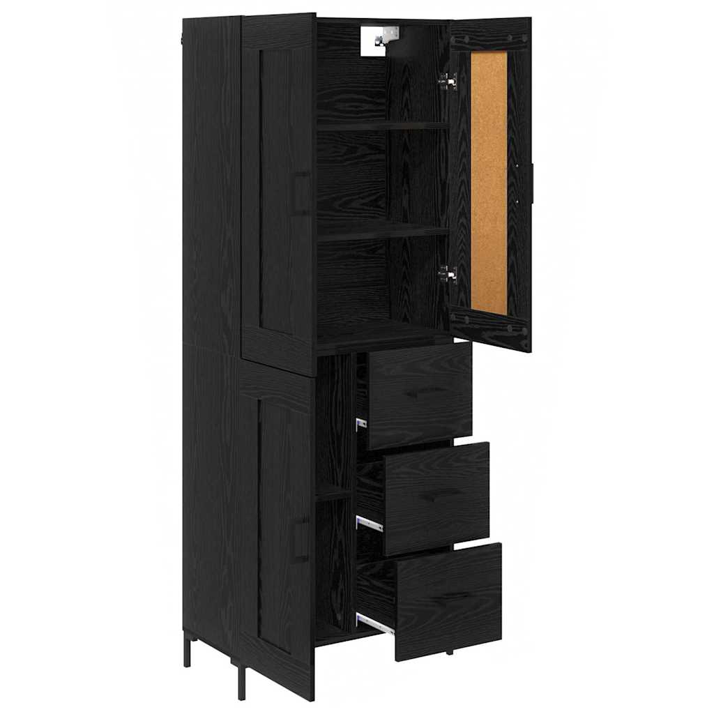 Highboard 2 pcs Schwarz Eichen-Optik Holzwerkstoff