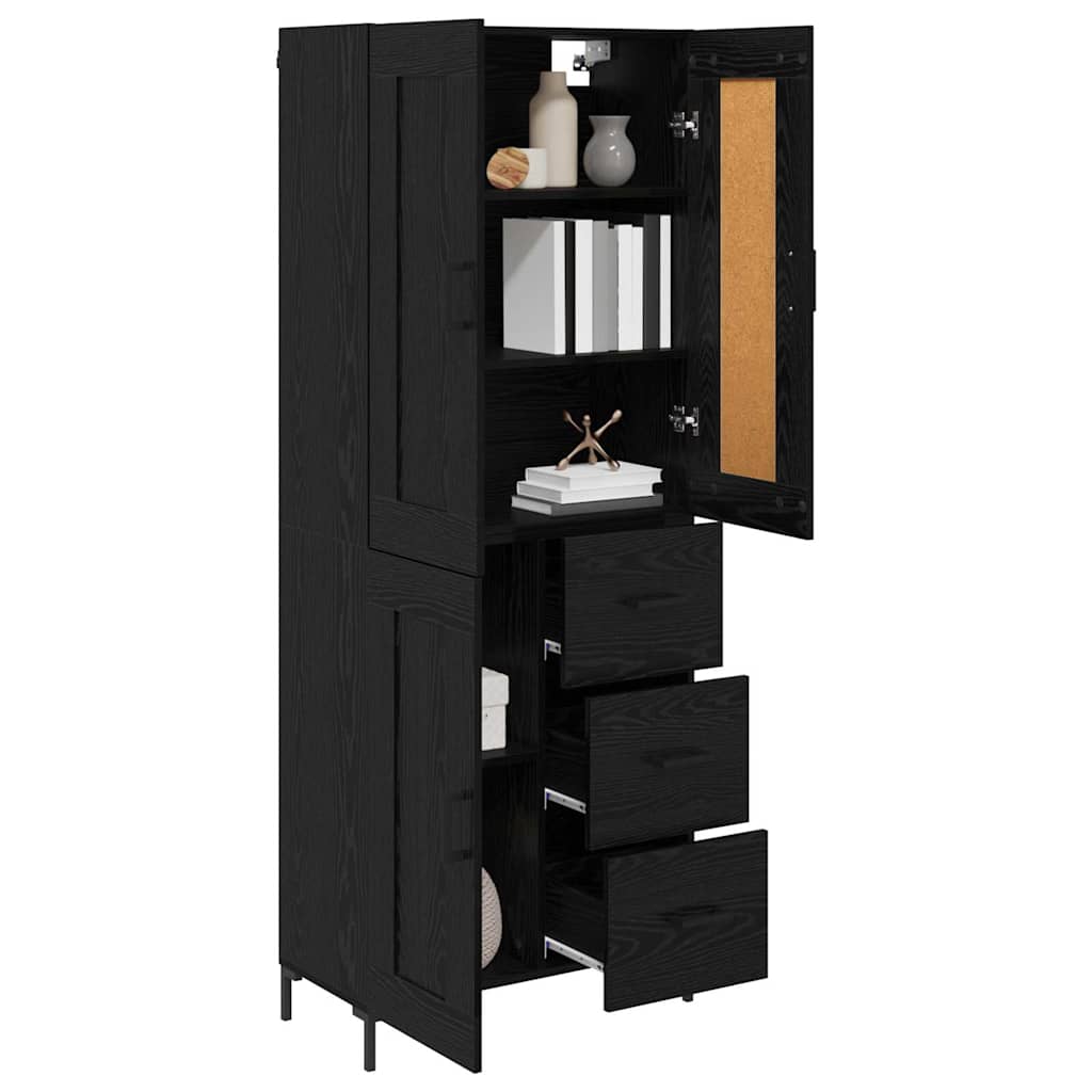 Highboard 2 pcs Schwarz Eichen-Optik Holzwerkstoff