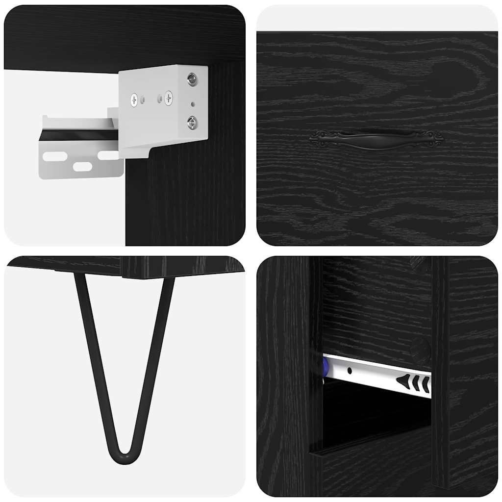 Highboard 2 pcs Schwarz Eichen-Optik Holzwerkstoff