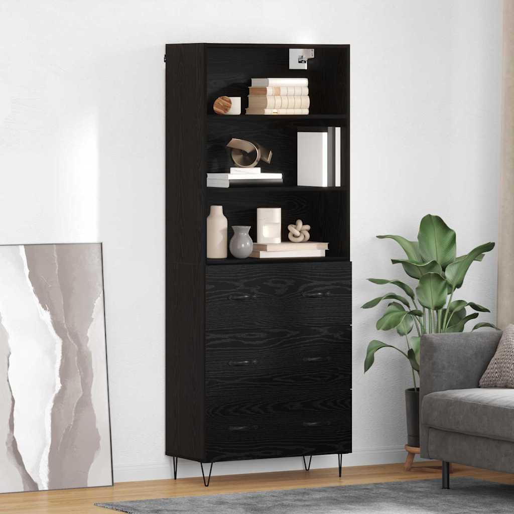 Highboard 2 pcs Schwarz Eichen-Optik Holzwerkstoff