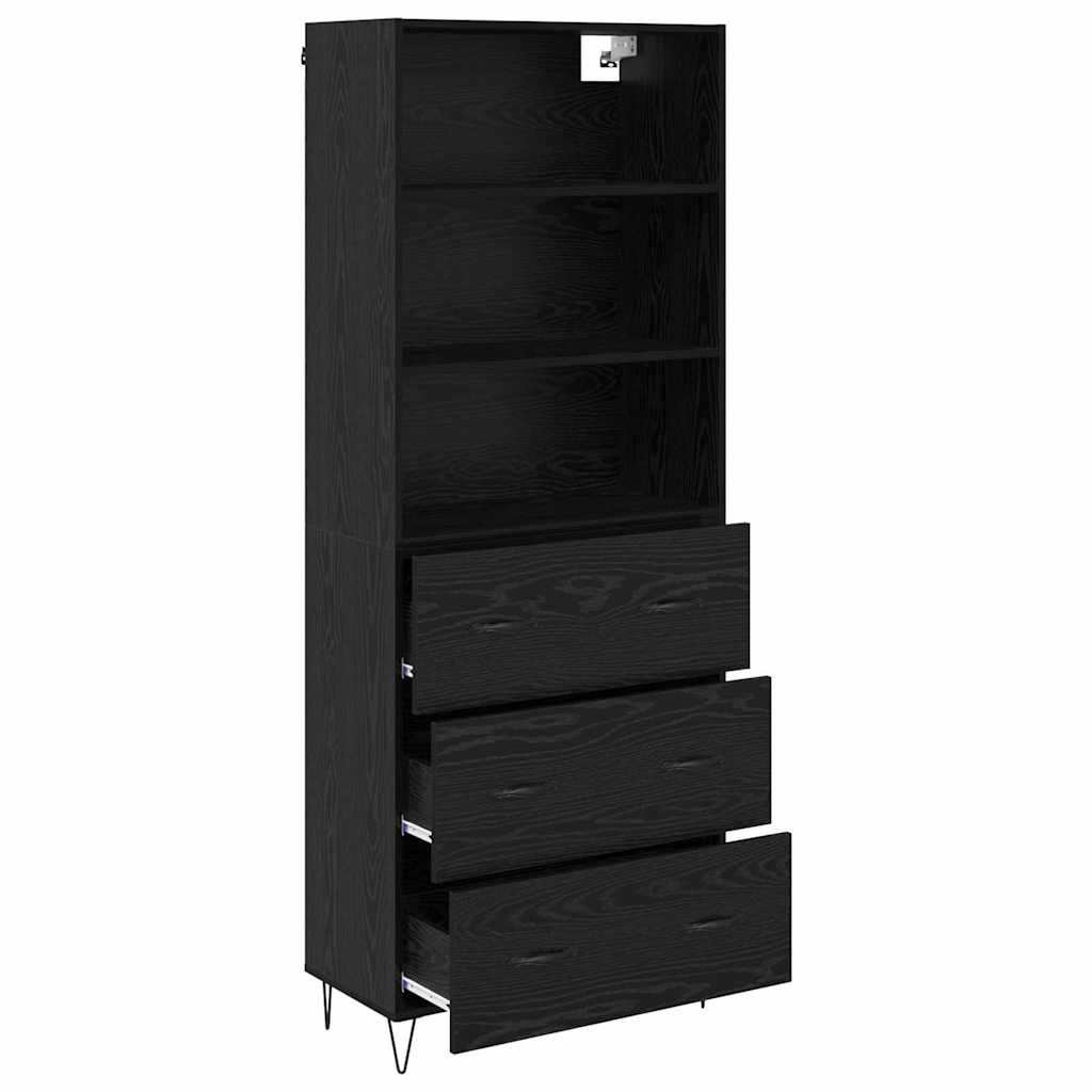 Highboard 2 pcs Schwarz Eichen-Optik Holzwerkstoff