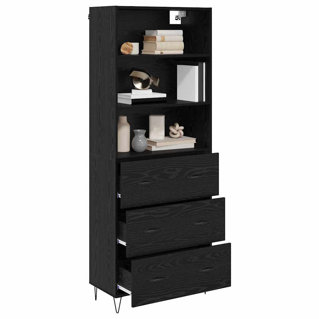 Highboard 2 pcs Schwarz Eichen-Optik Holzwerkstoff