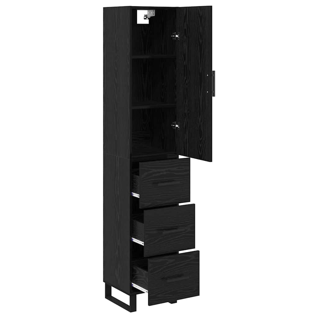 Highboard Schwarz Eichen-Optik 34,5 x 34 x 180 cm Holzwerkstoff